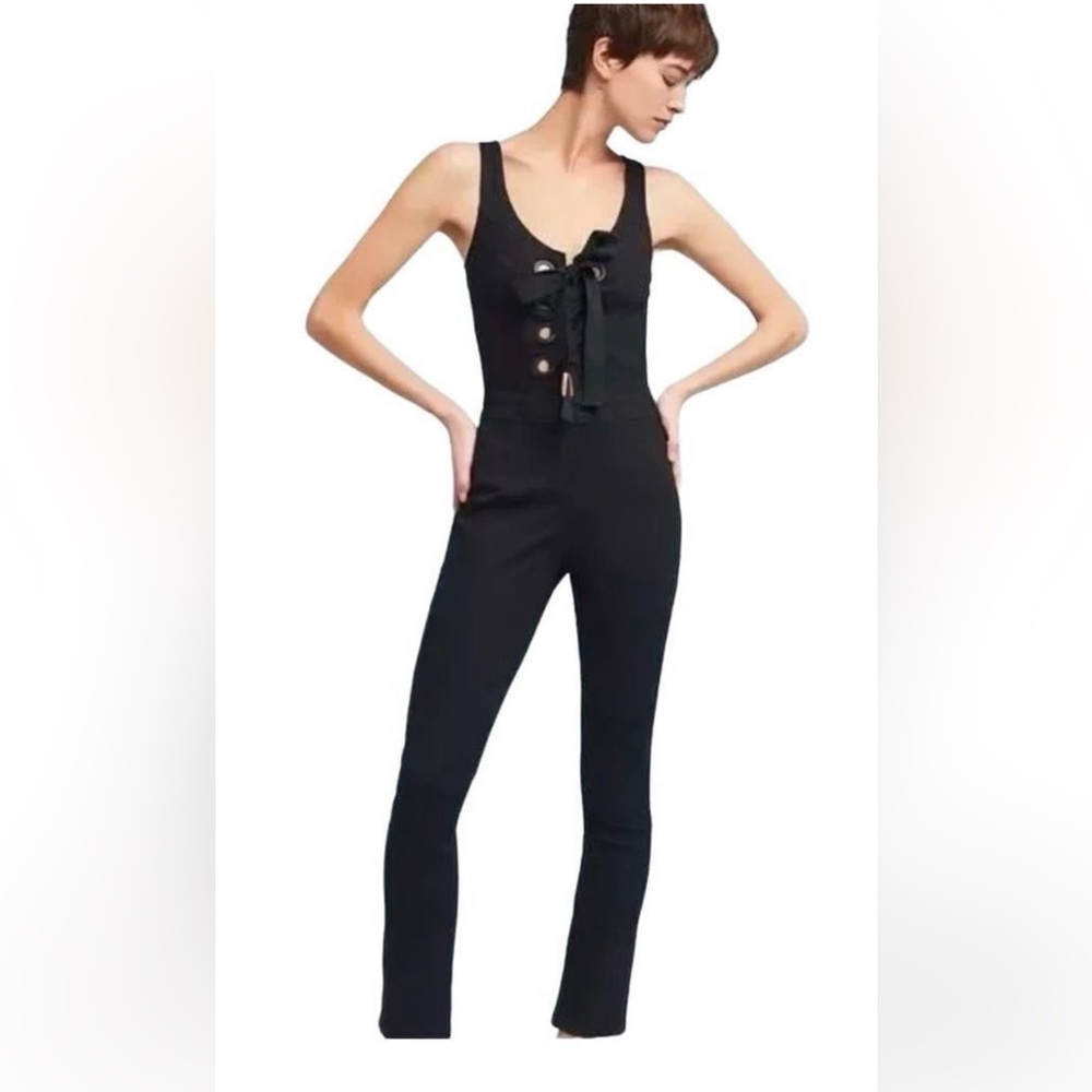 3x1 NYC BLACK DENIM LACE UP JUMPSUIT